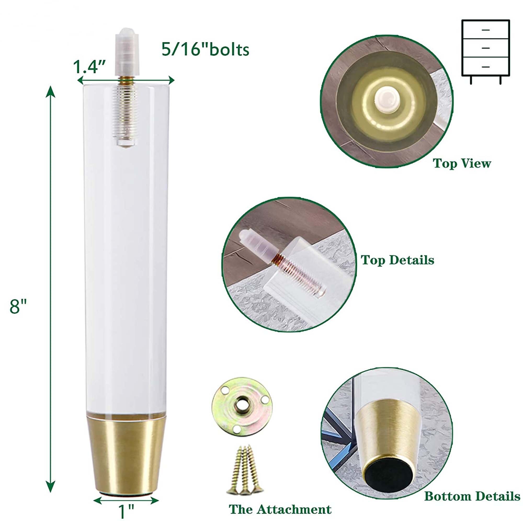 8 Inch Acrylic Furniture Legs Tapered Clear Glass Furniture Etsy