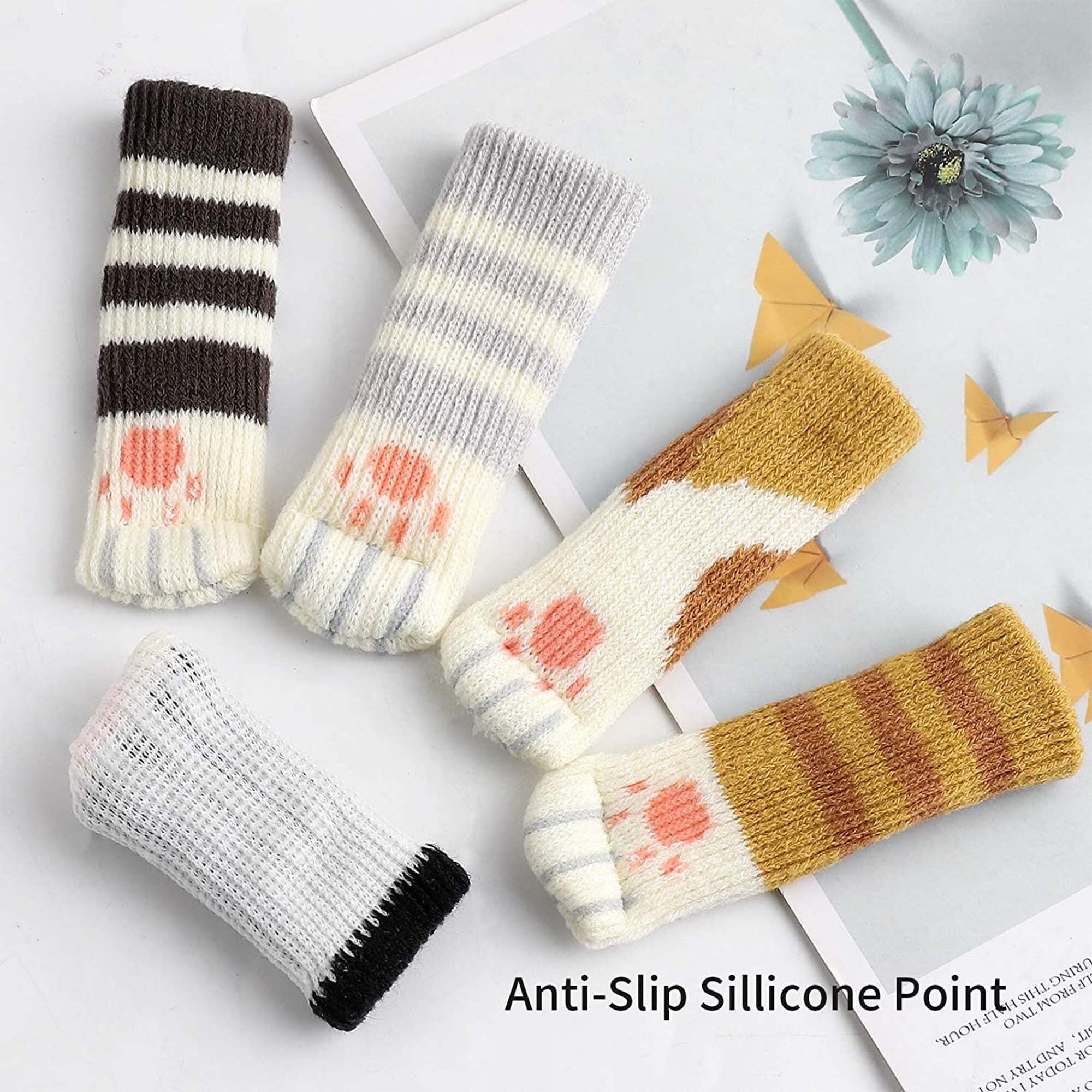 24 Calcetines Antideslizantes Para Patas De Silla - Fundas De Tela Acrílica Con 6 Diseños Diferentes - Protección Para Suelos Y Reducción De Ruido (6 Juegos)