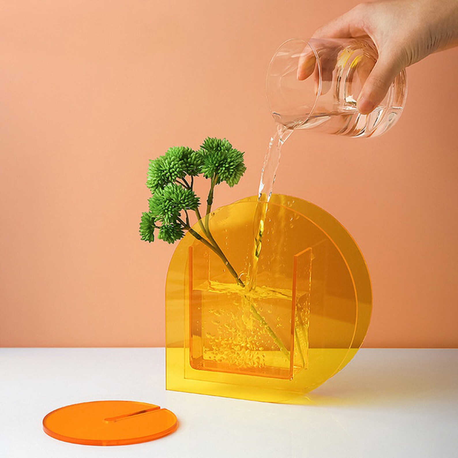 Yellow Waterdrop Vase Modern Abstract Acrylic Art Vases Stem Etsy