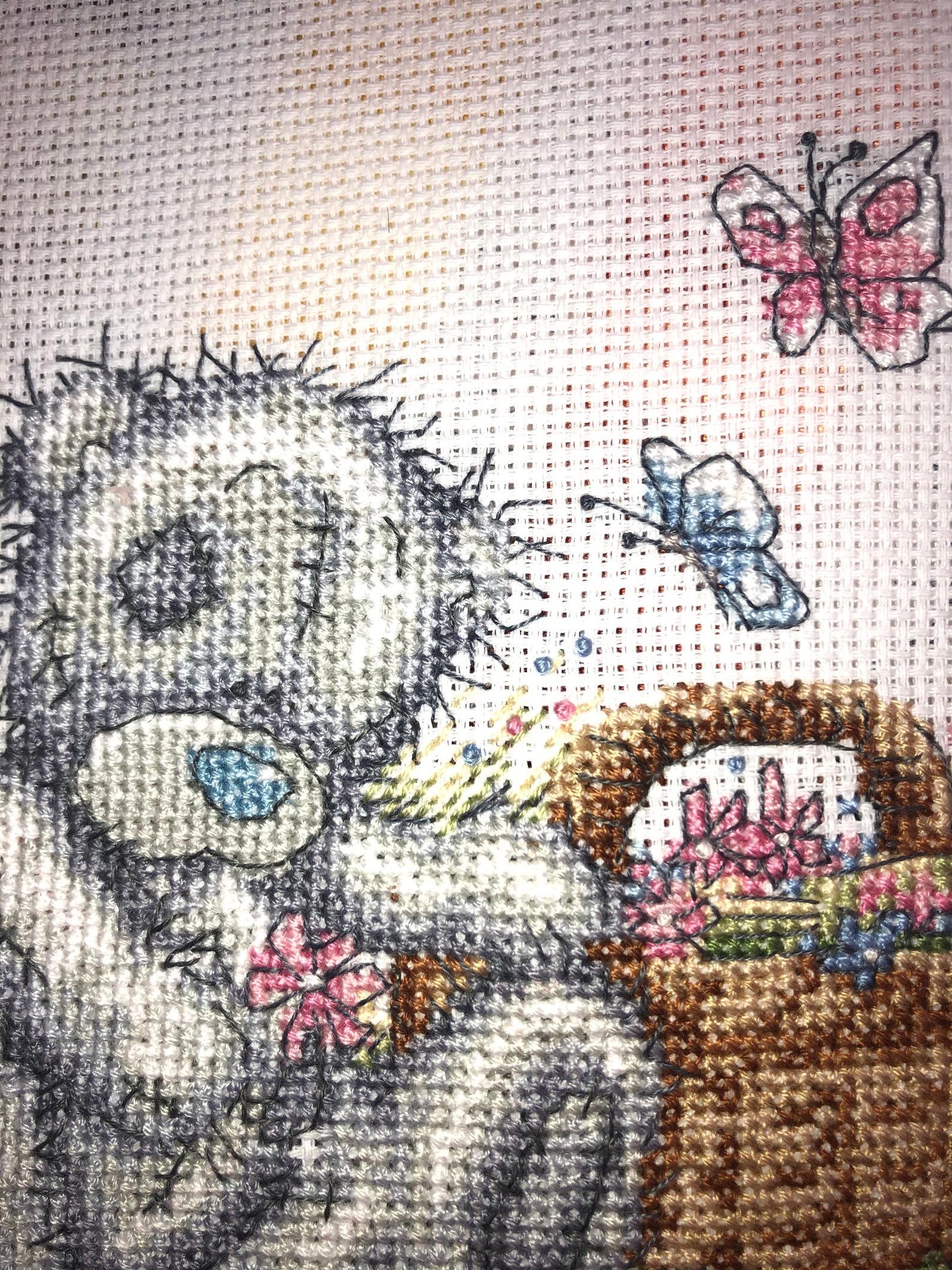 Tatty Teddy in the meadow Cross Stitch Framed Hand Etsy
