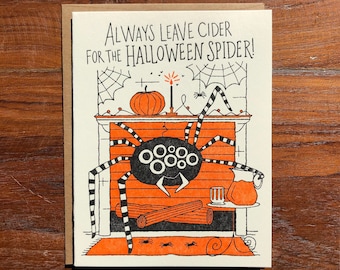 Halloween Spider - Letterpress - Message Inside