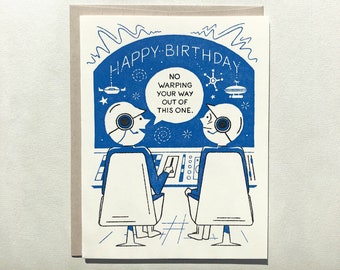 Birthday Warp - Letterpress Card - Blank Inside