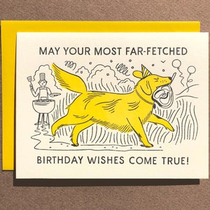 Far Fetched Wishes - Letterpress - Birthday Greeting Card - Blank Inside