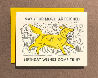 Far Fetched Wishes - Letterpress - Birthday Greeting Card - Blank Inside