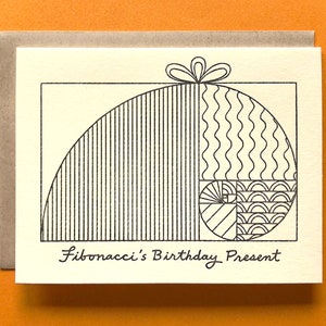 Fibonacci&#39;s Birthday Present - Letterpress - Birthday Greeting Card - Blank Inside