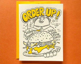 Order Up! - Letterpress - Birthday Greeting Card - Blank Inside