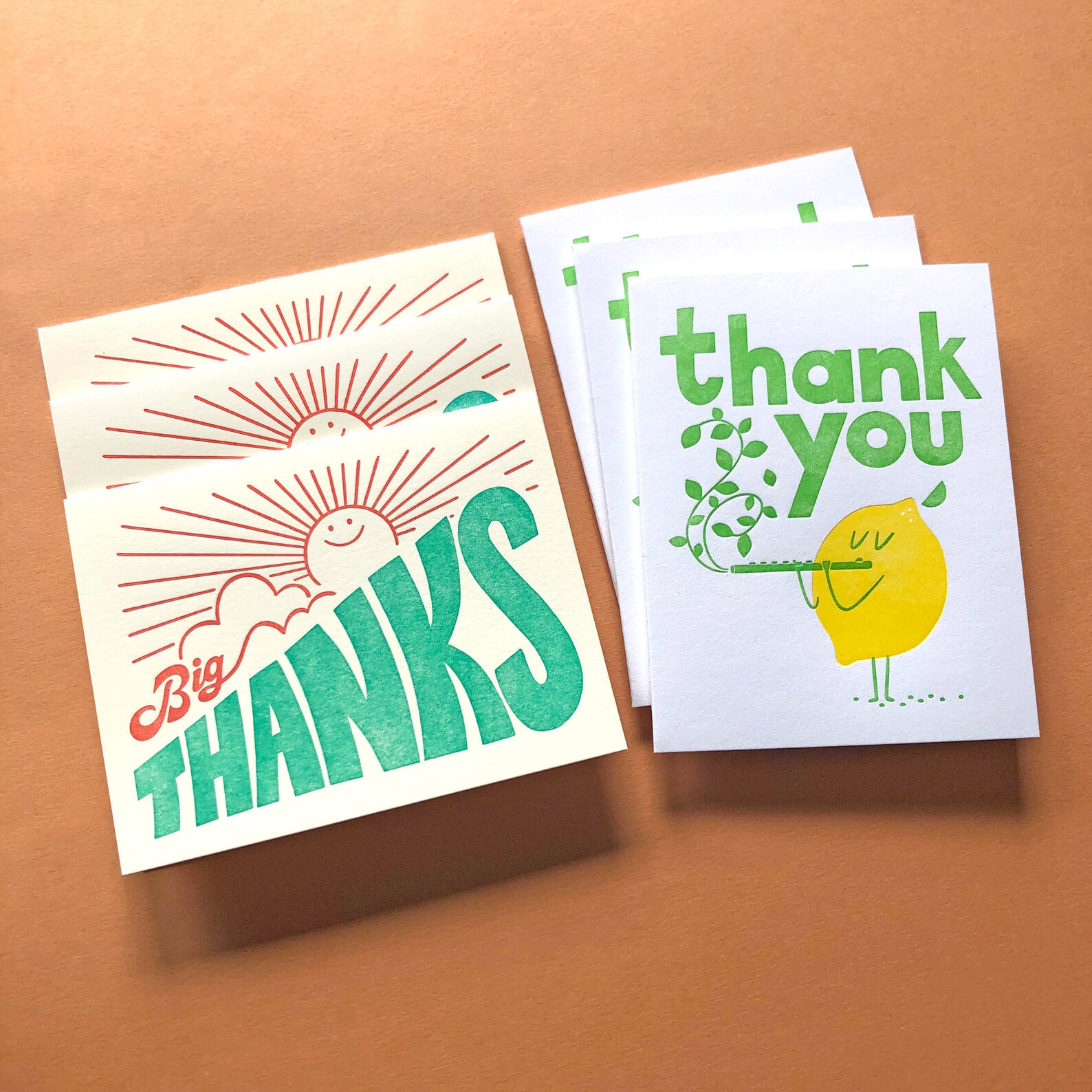 The Thank You Letterpress Box Set of 6 Letterpress Cards and - Etsy
