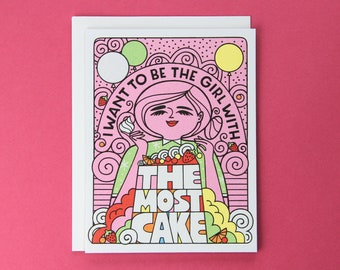The Most Cake Birthday Greeting Card - Blank Inside