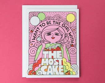 The Most Cake Birthday Greeting Card - Blank Inside