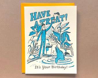 Have A Treat Birthday Card - Letterpress Card - Blank Inside