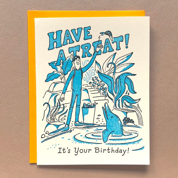 Have A Treat Birthday Card - Letterpress Card - Blank Inside