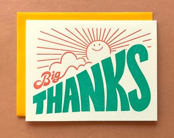 Big Thanks - Letterpress - Thank You Card - Blank Inside