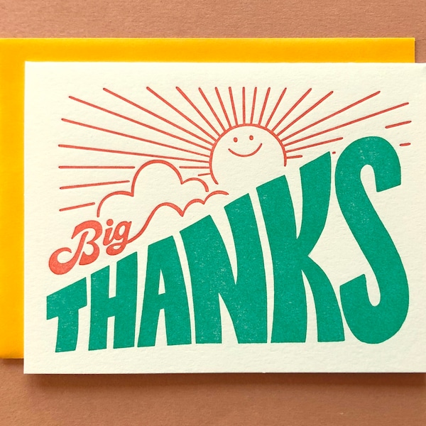 Big Thanks - Letterpress - Thank You Card - Blank Inside