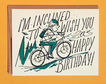 Tarjeta de cumpleaños para ciclistas - Impresión tipográfica - Interior en blanco