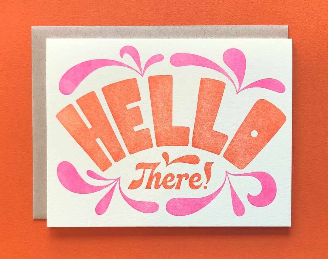 Hello There! - Letterpress - Greeting Card - Blank Inside - Etsy