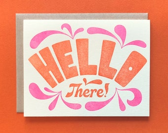 Hello There! - Letterpress - Greeting Card - Blank Inside