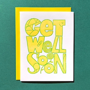 Get Well Soon - Letterpress Card - Blank Inside
