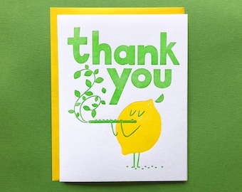 Gracias Lemon - Impresión tipográfica - Tarjeta de agradecimiento - Interior en blanco