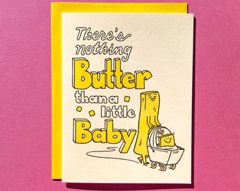 Butterbaby - ¡Felicidades por el nacimiento del bebé! - Tarjeta impresa con tipografía - Interior en blanco