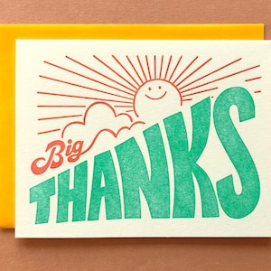 Big Thanks - Letterpress - Thank You Card - Blank Inside