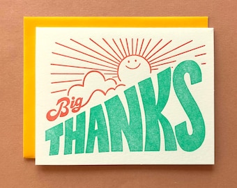 Big Thanks - Letterpress - Thank You Card - Blank Inside