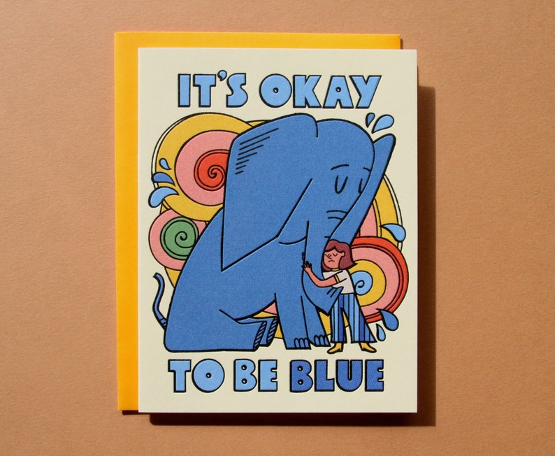 It's Okay to Be Blue Sympathy Greeting Card Blind Etsy