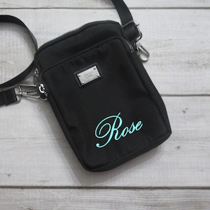 Crossbody Bag personalizado Wallet Purse Cell Holder Black 3 compartimentos Unisex Woman Men Teen Kid Cintura Cinturón ajustable