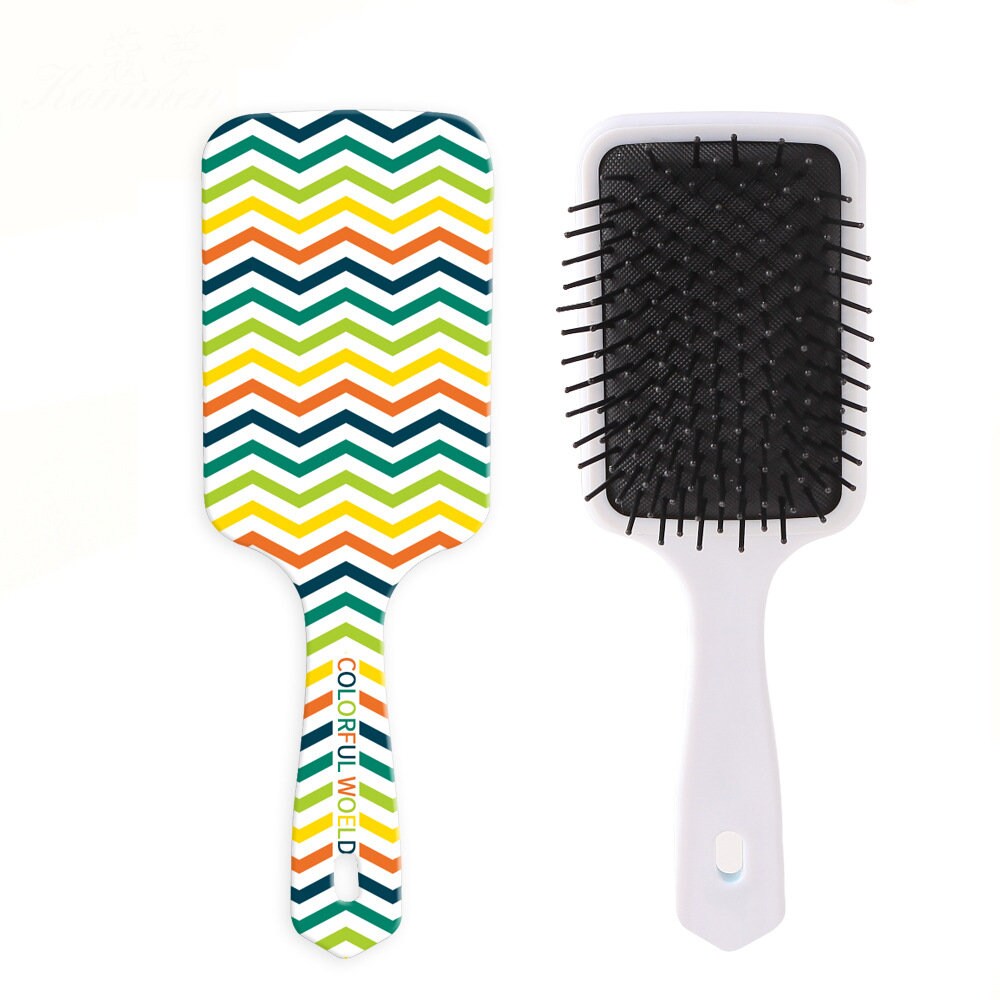 Large Chevron Zig Zag Paddle Hair Brush Multi Color Etsy