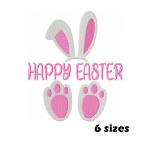 Frohe Ostern Bunny Stickmuster, Instant Download - 6 Größen