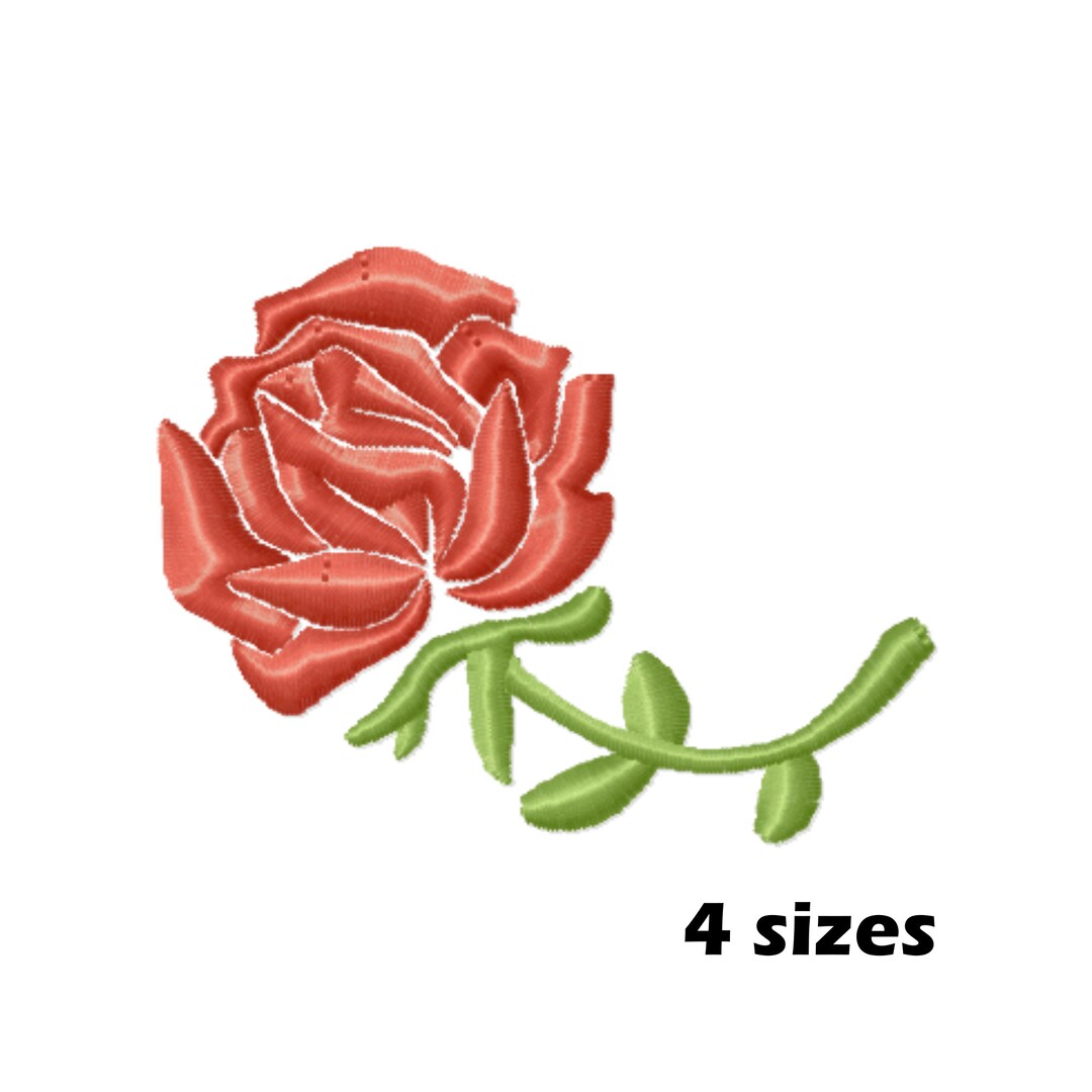 Red Rose Embroidery Designs, Instant Download 4 Sizes - Etsy