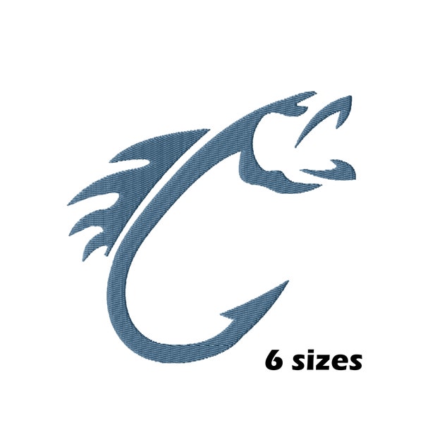 Fish Hook Embroidery Designs, Instant Download - 6 Sizes