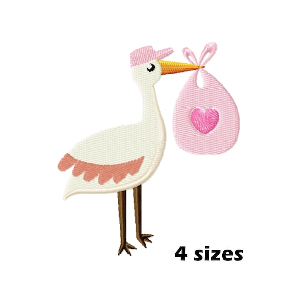 Stork Embroidery Designs, Instant Download - 4 Sizes