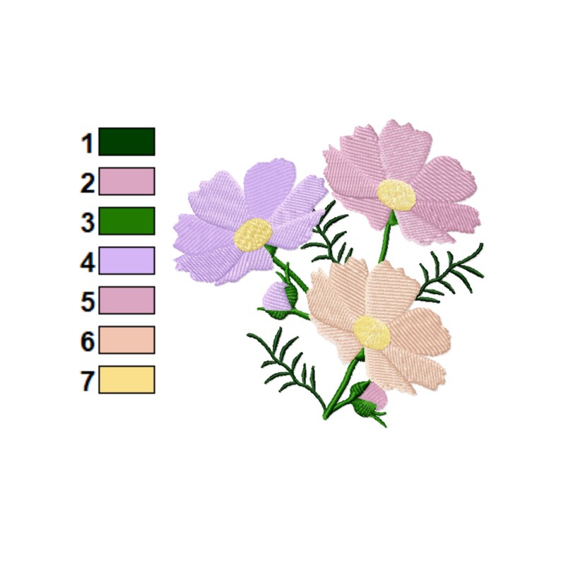 Cosmos Flower Embroidery Designs Instant Download 4 Sizes Etsy