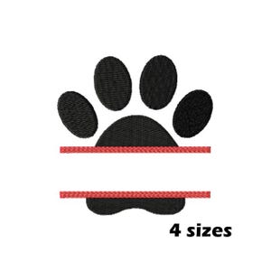 Split Paw Print Embroidery Designs, Instant Download - 4 Sizes