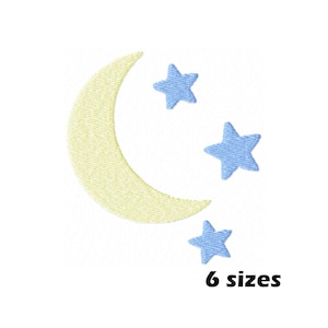 Moon and Stars Embroidery Designs, Instant Download - 6 Sizes