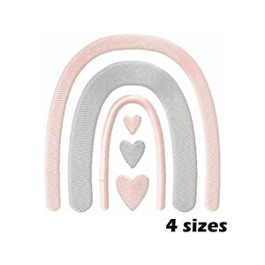 Rainbow Love Heart Embroidery Designs, Instant Download - 4 Sizes