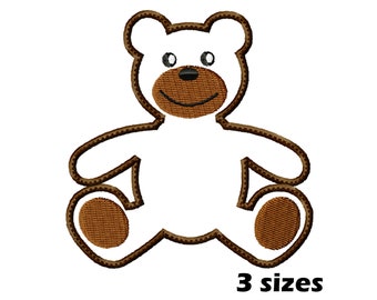 Appliques motifs de broderie ours en peluche, téléchargement immédiat - 3 tailles