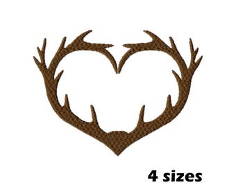 Broderidesign med hjärthorn, direkt nedladdning - 4 storlekar