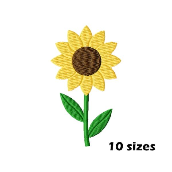 Mini Sunflower Short Stem Embroidery Designs, Instant Download - 10 Sizes