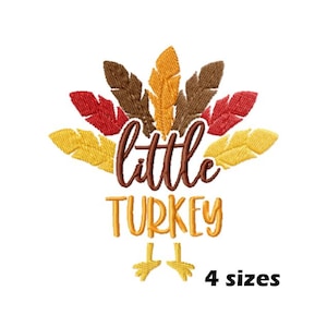 Little Turkey Machine Embroidery Design, Thanksgiving Embroidery File, Fall Harvest Theme, 4 Sizes Included, Instant Download