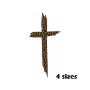 May include: A brown wooden cross with a textured surface. The cross is a simple design with a straight vertical beam and a horizontal beam. The cross is isolated on a white background. 4 sizes.