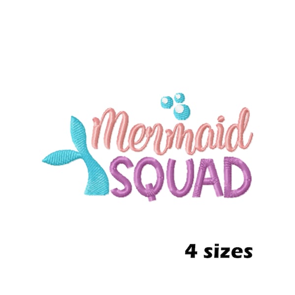 Mermaid Squad Embroidery Designs, Instant Download - 4 Sizes