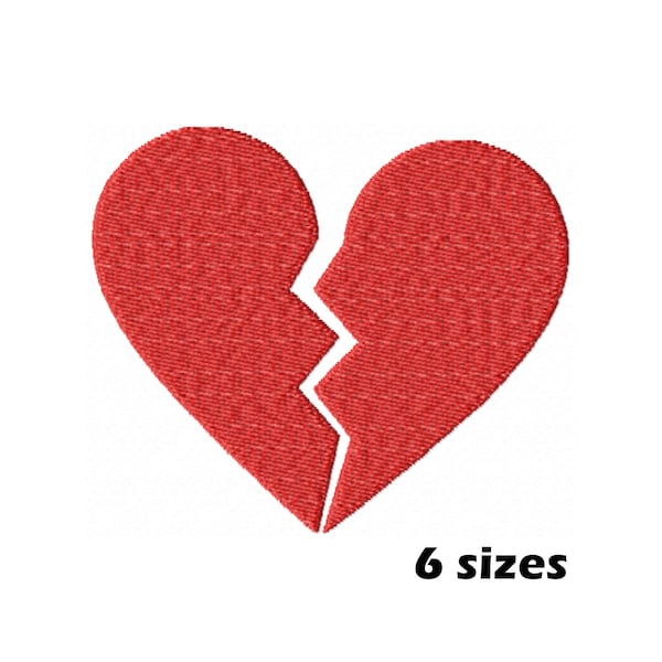 Broken Heart Embroidery Designs, Instant Download - 6 Sizes