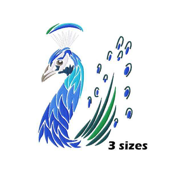 Peacock Feathers Embroidery Designs, Instant Download - 3 Sizes