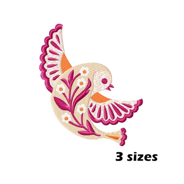 Scandinavian Folk Bird Embroidery Designs, Instant Download - 3 Sizes