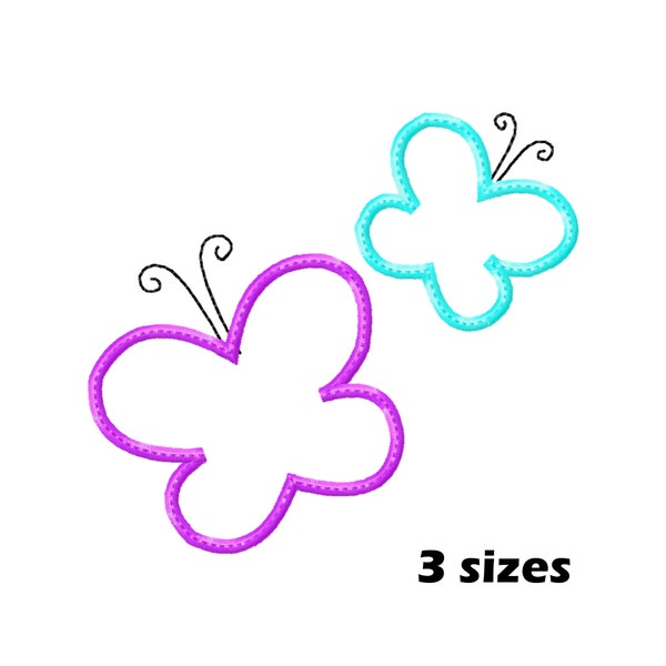 Applique Butterflies Embroidery Designs, Instant Download - 3 Sizes