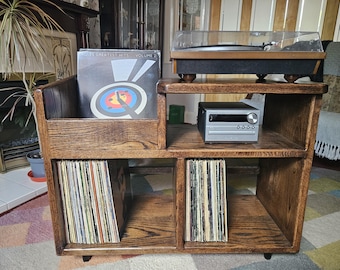 Vinyl Storage / Turntable unit - The American Trinity with  amp Stand - Dark Oak