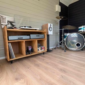 The Revolution - Rustic Pine Vinyl Record and Turntable storage unit image 7
