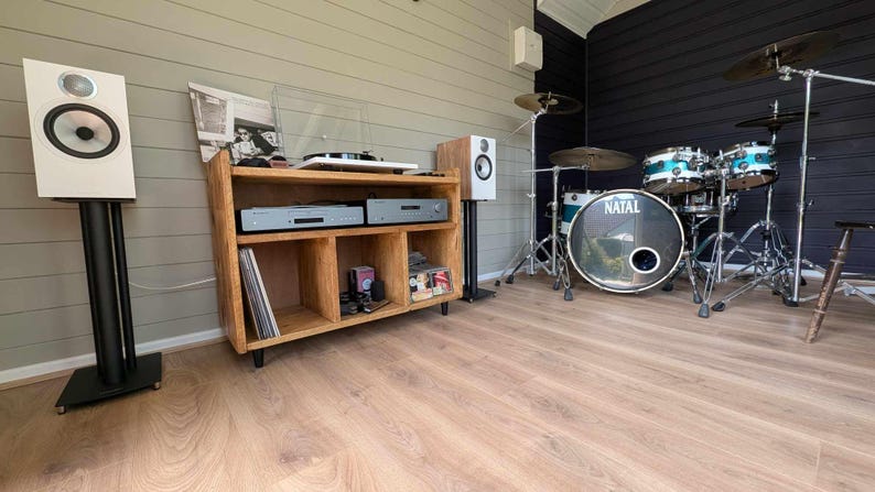 The Revolution - Rustic Pine Vinyl Record and Turntable storage unit image 7