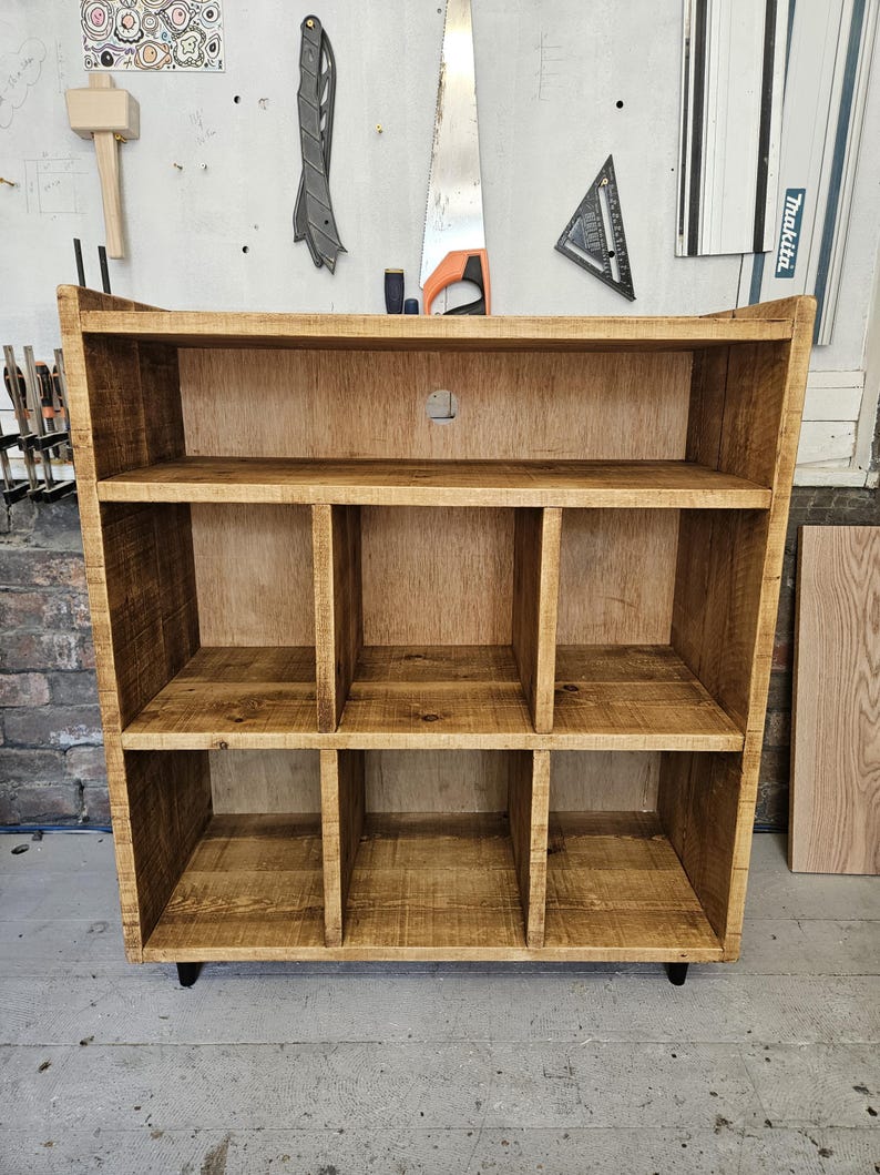 The Revolution - Rustic Pine Vinyl Record and Turntable storage unit Double